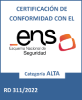Sello de certificación de conformidad con el Esquema Nacional de Seguridad, categoría Alta